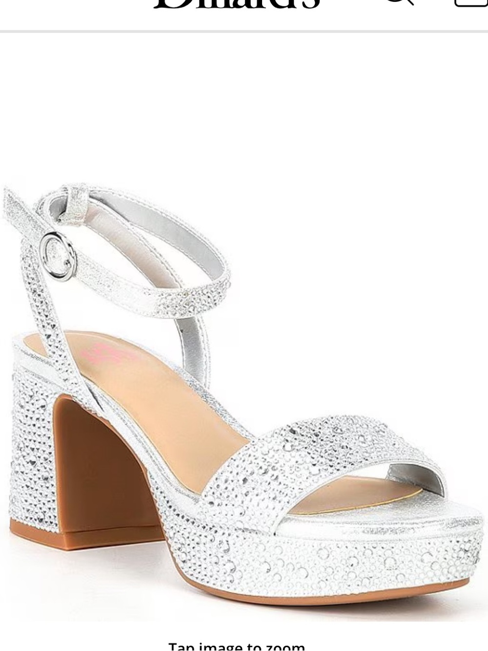 GB Girls Sparkle Silver Platform Dress Sandals